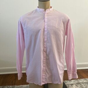 J. Peterman Medium Pink Stripe Button Down Long Sleeve